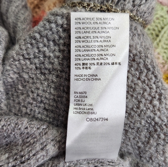 ANTHROPOLOGIE Colleen Pullover Alpaca Wool Blend Sweater Medium Rainbow Gray - Picture 15 of 15